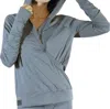 Faceplant Dreams Women's Bamboo Crossover Hoodie In Earl Grey