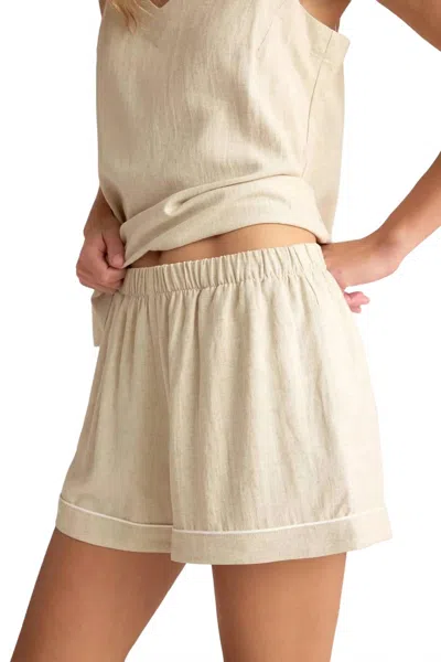 Faceplant Dreams Women's Linen Blend Pj Short In Natural In Blue