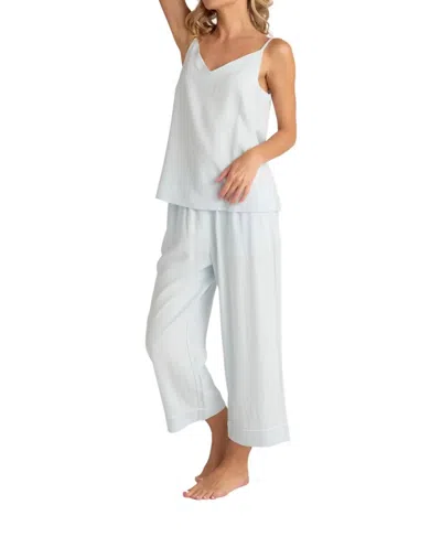 Faceplant Dreams Women's Linen Blend Pj Tank Top In Sky Blue