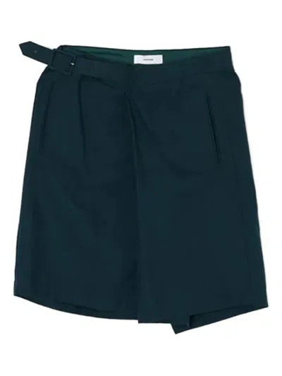 Facetasm Belted Asymmetrical Shorts In Blue