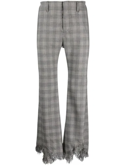 Facetasm Check-print Wool Trousers In Grey