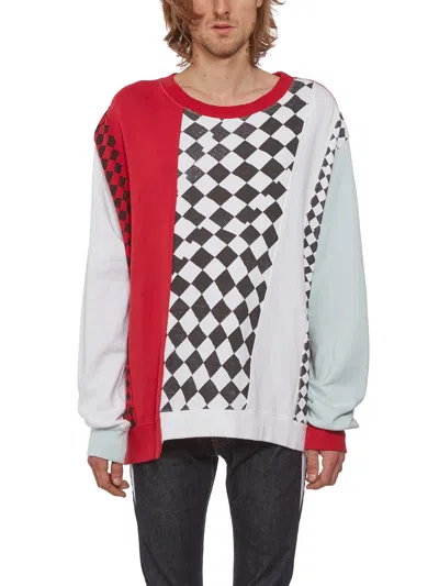 Facetasm Checkered Crew-neck Sweatshirt In White