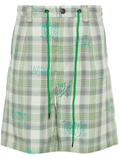 Facetasm Checkered Shorts In Green