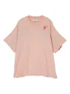 Facetasm Embroidered Stripe-detail T-shirt In Pink