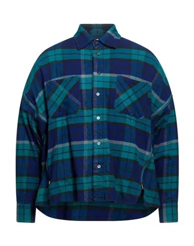 Facetasm Man Shirt Emerald Green Size 4 Cotton In Blue