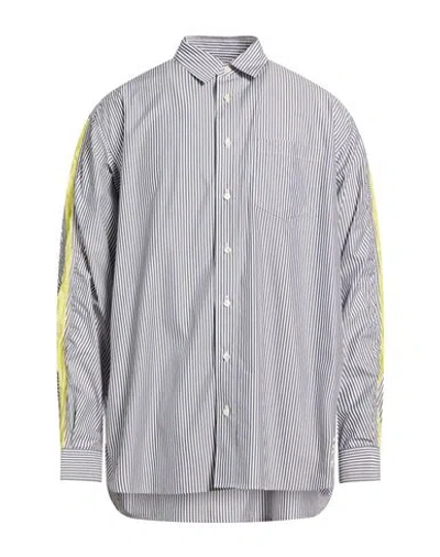 Facetasm Striped Panelled Shirt In Gray