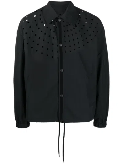 Facetasm Perforated-detail Shirt Jacket In Black