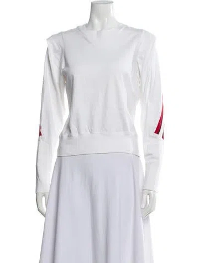 Pre-owned Facetasm Striped Crew Neck Sweatshirt In White