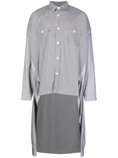 Facetasm Striped Oversized Shirt In Grey
