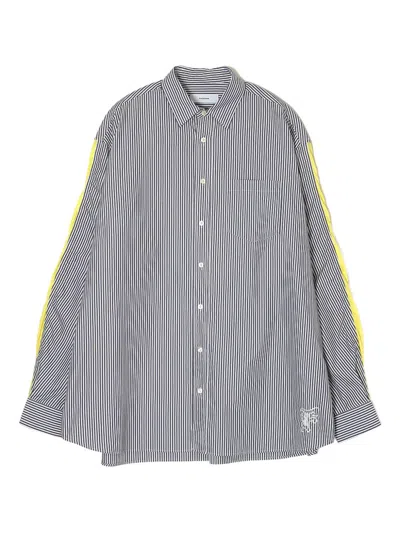 Facetasm Striped Panelled Shirt In Gray