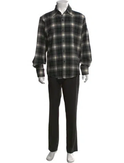 Pre-owned Facetasm Wool Plaid Print Shirt In Black