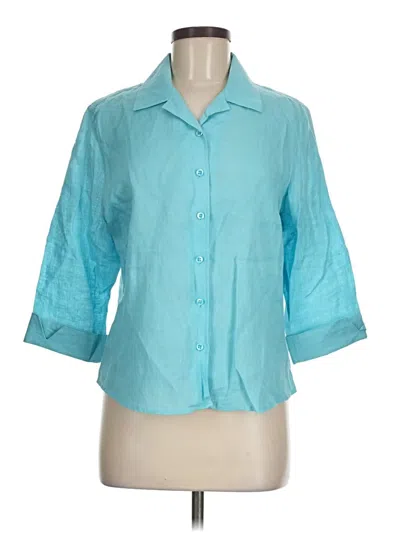 Pre-owned Façonnable 3/4 Sleeve Button Down Shirt In Blue