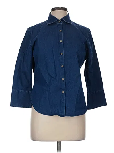 Pre-owned Façonnable 3/4 Sleeve Button Down Shirt In Blue