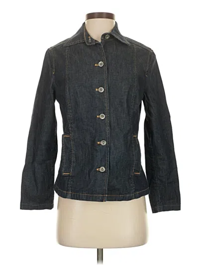 Pre-owned Façonnable 3/4 Sleeve Top Blue Mock Neckline Tops