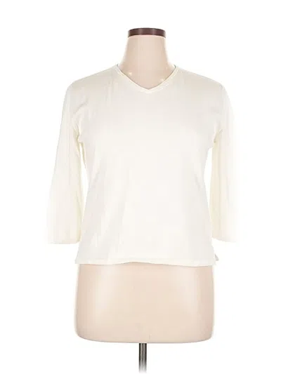 Pre-owned Façonnable 3/4 Sleeve Top Ivory V Neck Tops In White