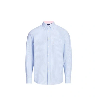 Façonnable Chemise À Rayures En Coton In Blue