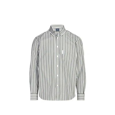 Façonnable Chemise À Rayures En Coton In Green