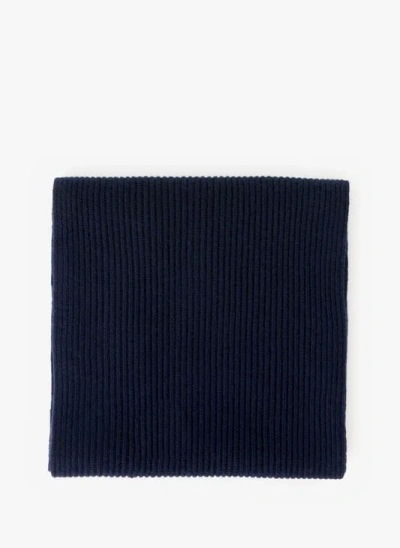Façonnable Echarpe Côtelée En Laine Et Cachemire In Blue