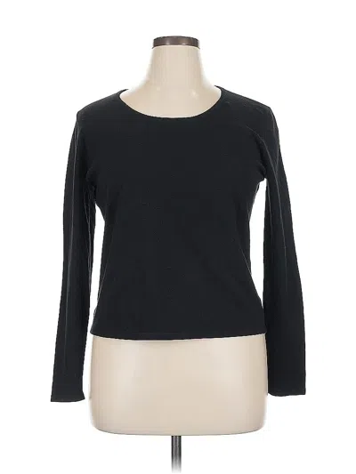 Pre-owned Façonnable Long Sleeve Top Black Scoop Neck Tops