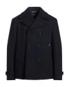 Façonnable Man Coat Midnight Blue Size L Wool, Polyester In Blue