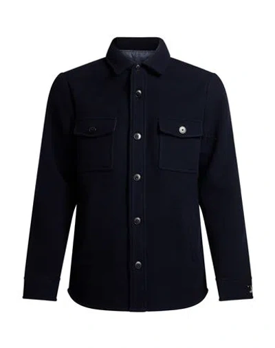 Façonnable Man Coat Midnight Blue Size M Recycled Wool, Polyamide
