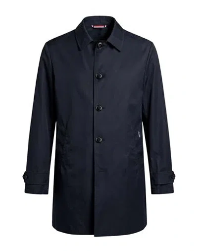 Façonnable Man Overcoat & Trench Coat Midnight Blue Size L Cotton, Polyamide In Animal Print