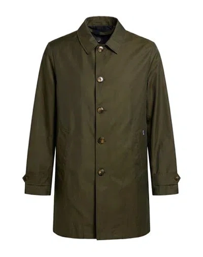 Façonnable Man Overcoat & Trench Coat Military Green Size S Cotton, Polyamide