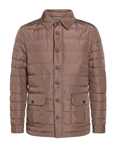 Façonnable Man Puffer Light Brown Size S Polyester