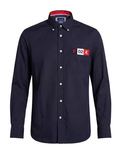 Façonnable Man Shirt Midnight Blue Size S Cotton