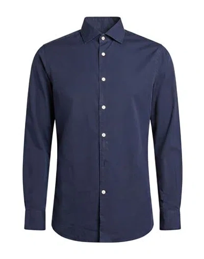 Façonnable Man Shirt Midnight Blue Size S Cotton, Lycra