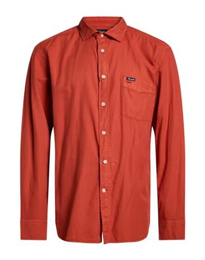 Façonnable Man Shirt Rust Size S Cotton In Red