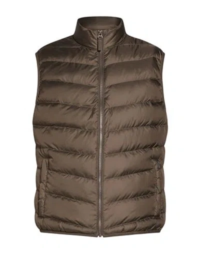 Façonnable Man Vest Military Green Size S Polyester In Brown