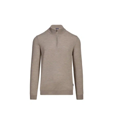 Façonnable Pull Col Zippé En Laine Mérinos In Sand