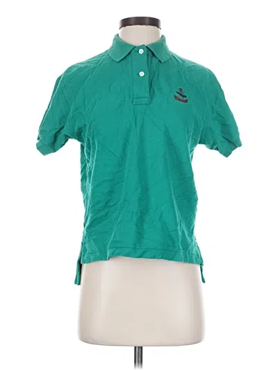 Pre-owned Façonnable Short Sleeve Top Teal Collared Neckline Tops