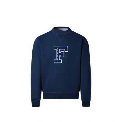 Façonnable Sweatshirt À Logo En Coton Mélangé In Blue