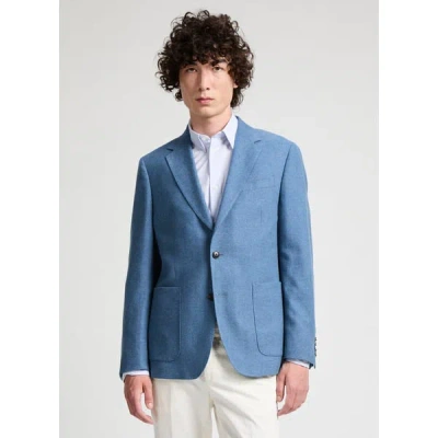 Façonnable Veste De Costume En Lin In Bleu