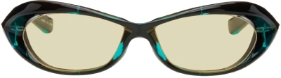 Factory900 Ssense Exclusive Black & Green Wraparound Sunglasses In 565 Yellow