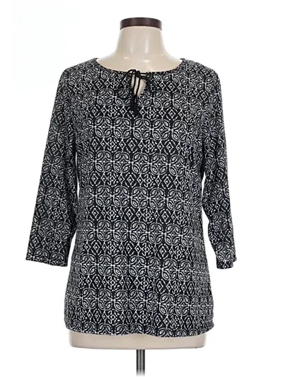 Pre-owned Faded Glory 3/4 Sleeve Blouse In Black