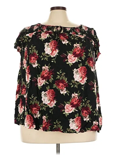 Pre-owned Faded Glory 3/4 Sleeve Blouse In Black