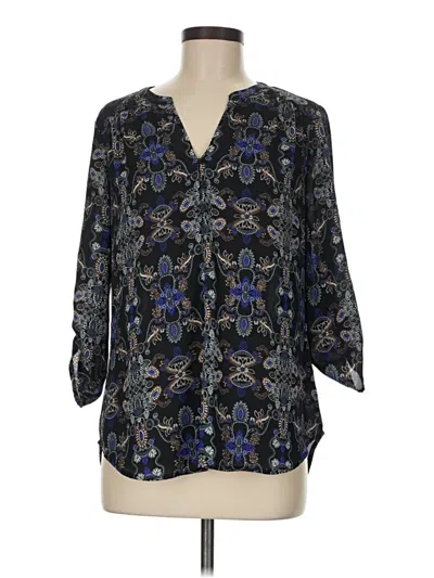 Pre-owned Faded Glory 3/4 Sleeve Blouse In Black