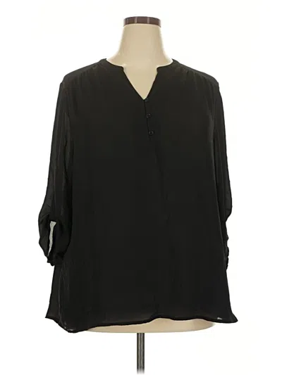 Pre-owned Faded Glory 3/4 Sleeve Blouse In Black
