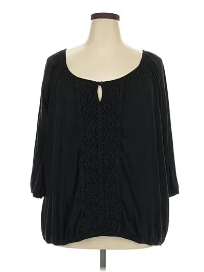 Pre-owned Faded Glory 3/4 Sleeve Blouse In Black