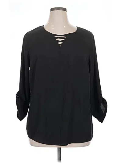 Pre-owned Faded Glory 3/4 Sleeve Blouse In Black