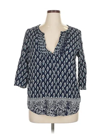 Pre-owned Faded Glory 3/4 Sleeve Blouse In Blue