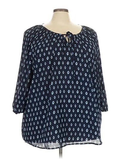 Pre-owned Faded Glory 3/4 Sleeve Blouse In Blue