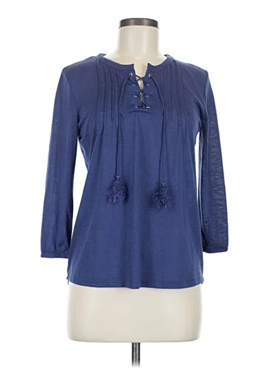 Pre-owned Faded Glory 3/4 Sleeve Blouse In Blue