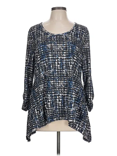 Pre-owned Faded Glory 3/4 Sleeve Blouse In Blue
