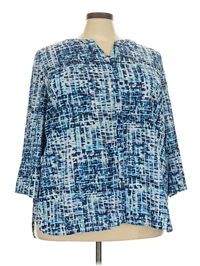 Pre-owned Faded Glory 3/4 Sleeve Blouse In Blue