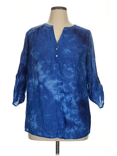 Pre-owned Faded Glory 3/4 Sleeve Blouse In Blue