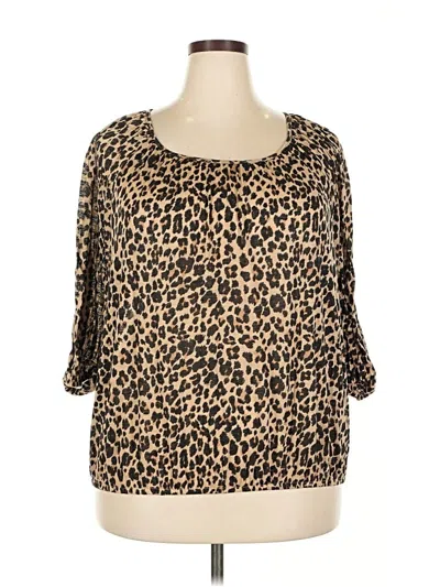 Pre-owned Faded Glory 3/4 Sleeve Blouse In Brown